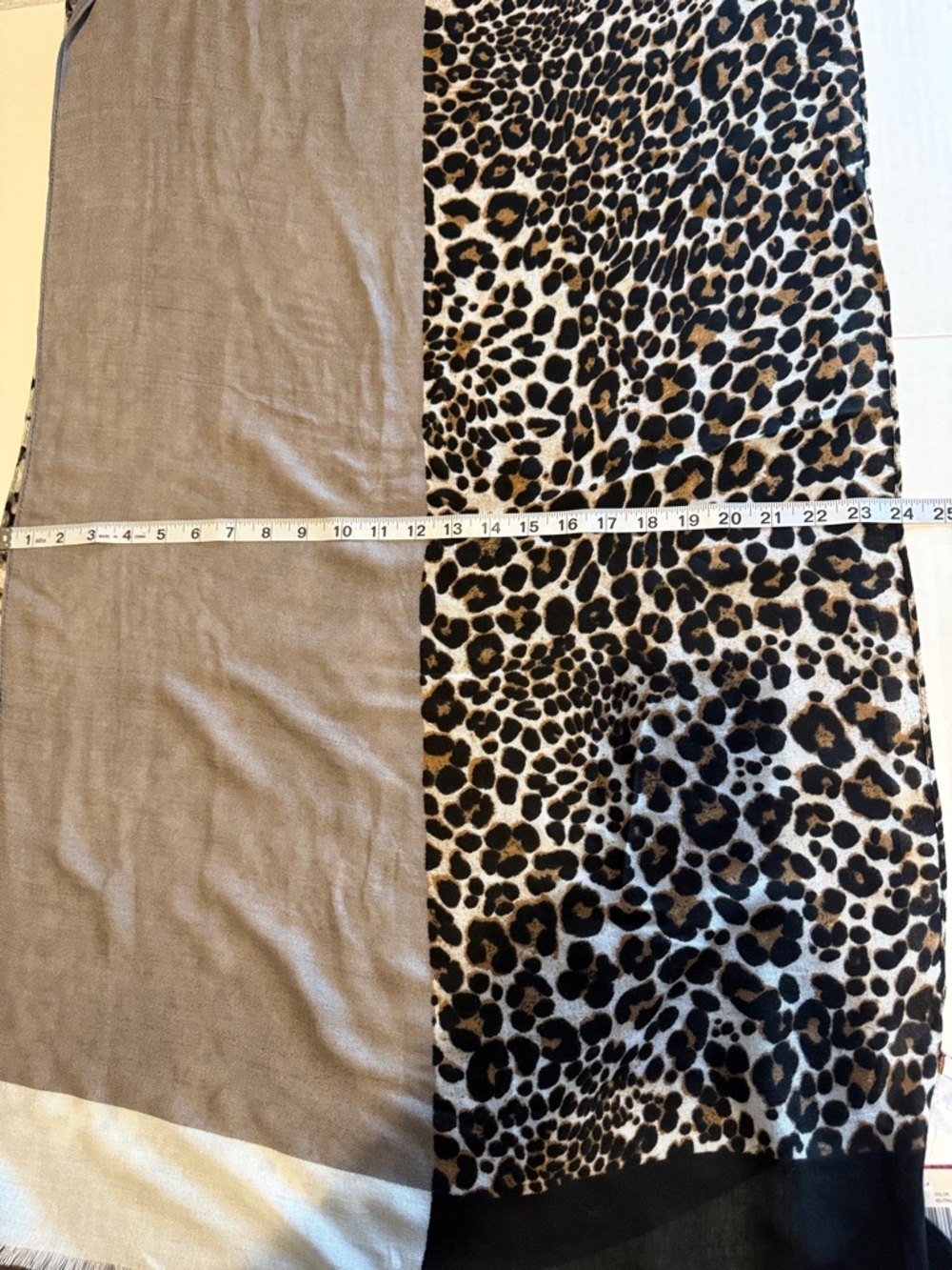 Carlos by Carlos Santana Taupe, Black & Cream Animal Mix Shawl - Picture 8 of 9